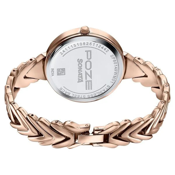 Poze By Sonata Quartz Analog Watch For Women - SP80149WM01W - KRISHNA WATCH COMPANY
