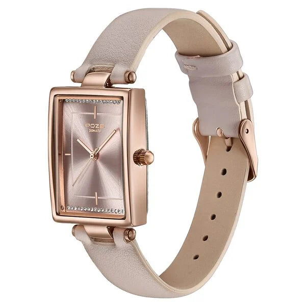 Poze By Sonata Quartz Analog Watch For Women - 80152WL02W - KRISHNA WATCH COMPANY