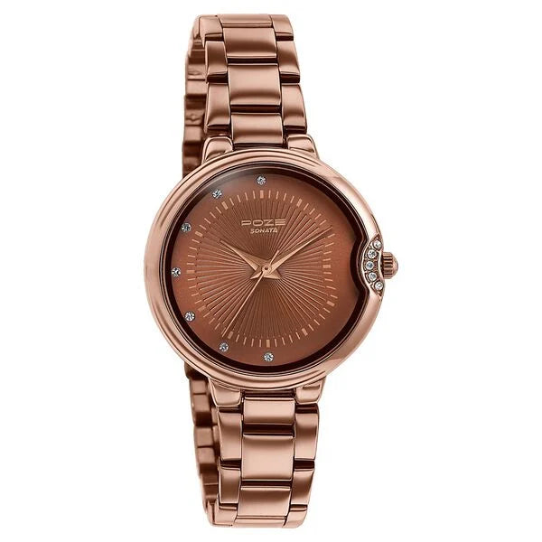 Poze By Sonata Quartz Analog Watch For Women sp80153qm01w - KRISHNA WATCH COMPANY