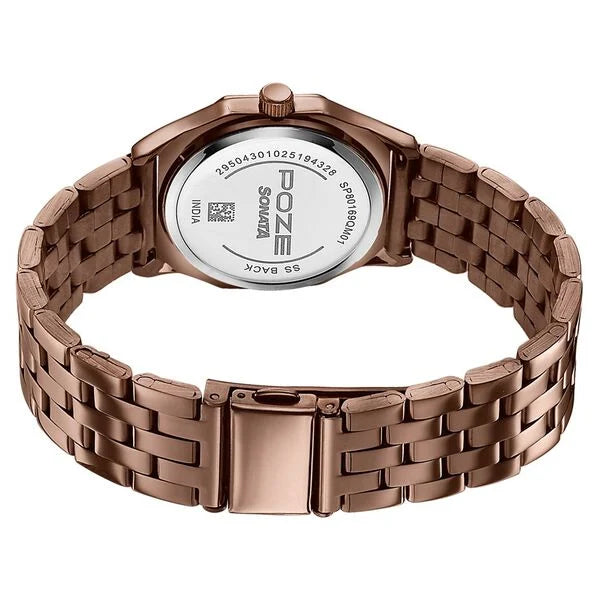 Poze By Sonata Quartz Analog Watch For Women SP80169QM01W - KRISHNA WATCH COMPANY