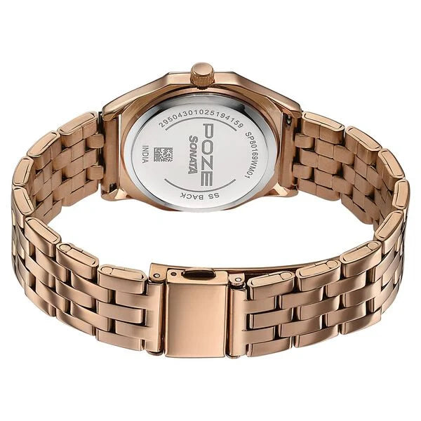 Poze By Sonata Quartz Analog Watch For Women SP80169WM01W - KRISHNA WATCH COMPANY