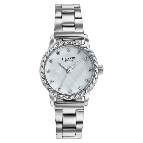 Poze By Sonata Quartz Analog Watch For Women - SP80177SM01W - KRISHNA WATCH COMPANY