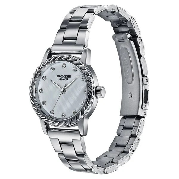 Poze By Sonata Quartz Analog Watch For Women - SP80177SM01W - KRISHNA WATCH COMPANY