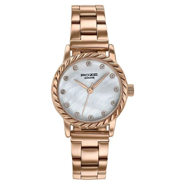 Poze By Sonata Quartz Analog Watch For Women SP80177WM01W - KRISHNA WATCH COMPANY