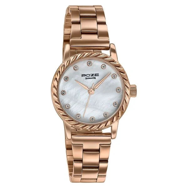 Poze By Sonata Quartz Analog Watch For Women SP80177WM01W - KRISHNA WATCH COMPANY