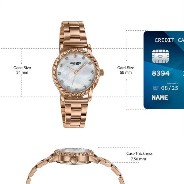 Poze By Sonata Quartz Analog Watch For Women SP80177WM01W - KRISHNA WATCH COMPANY