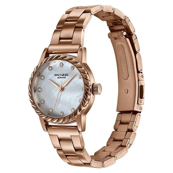 Poze By Sonata Quartz Analog Watch For Women SP80177WM01W - KRISHNA WATCH COMPANY