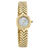Poze By Sonata Quartz Analog White Mother of Pearl Dial Golden Metal Strap Watch For Women SP80209YM01W