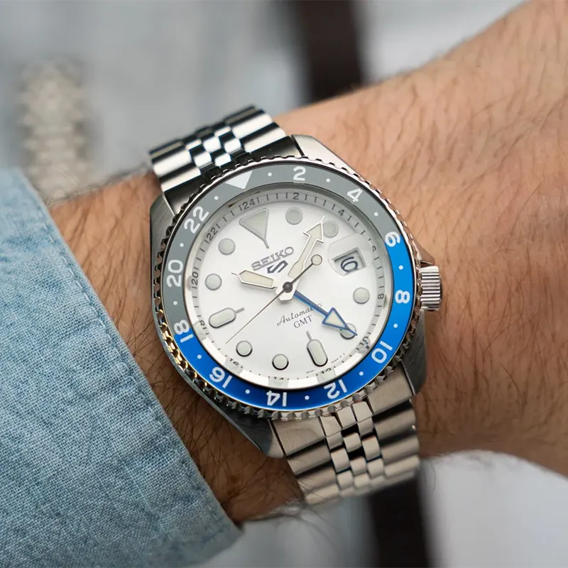 Seiko 5 Sports SKX GMT Sky Blue, Silver Cloud - SSK033K1 - KRISHNA WATCH COMPANY