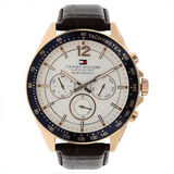 Tommy Hilfiger Quartz Chronograph White Dial Leather Strap Watch for Men - TH1791118