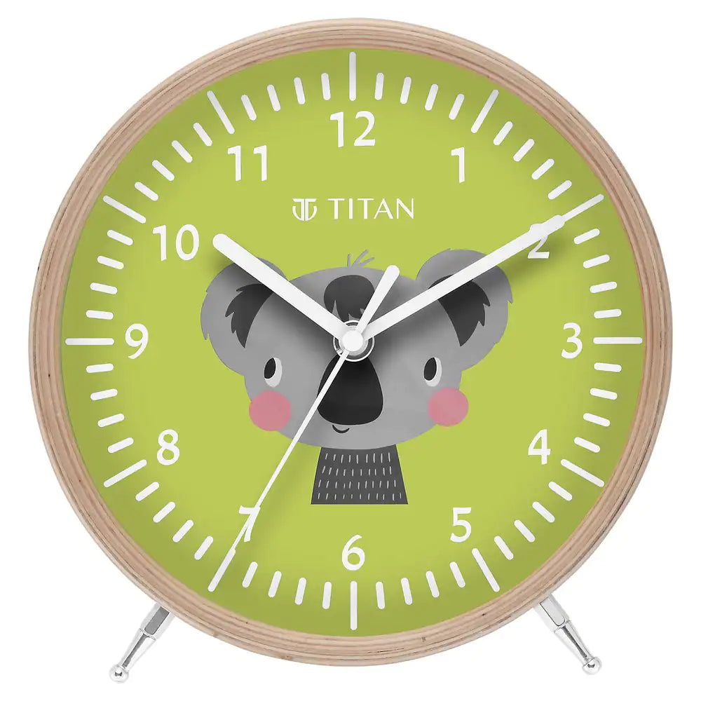 TITAN Wooden Shelf Clock for Kids with a Koala Cartoon Print on Dial T0004WA01 - KRISHNA WATCH COMPANY