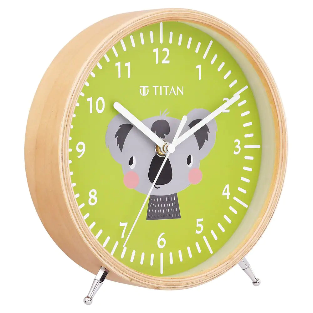 TITAN Wooden Shelf Clock for Kids with a Koala Cartoon Print on Dial T0004WA01 - KRISHNA WATCH COMPANY