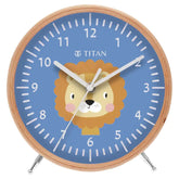 TITAN Wooden Shelf Clock for Kids with a Lion Cartoon Print on Dial T0004WA02
