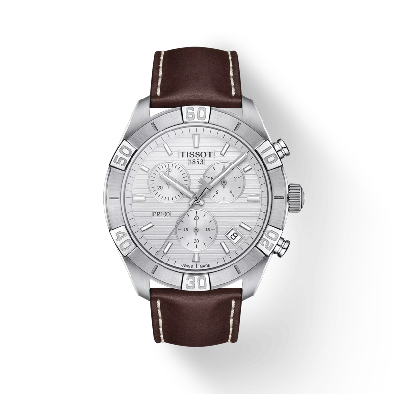 TISSOT PR 100 Men Chronograph Leather Watch T1016171603100 - KRISHNA WATCH COMPANY