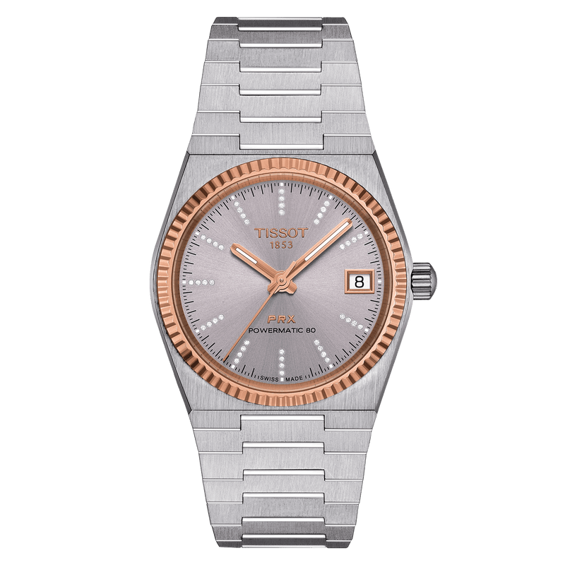 TISSOT PRX 35MM POWERMATIC 80 STEEL & 18K GOLD BEZEL T9312074133600