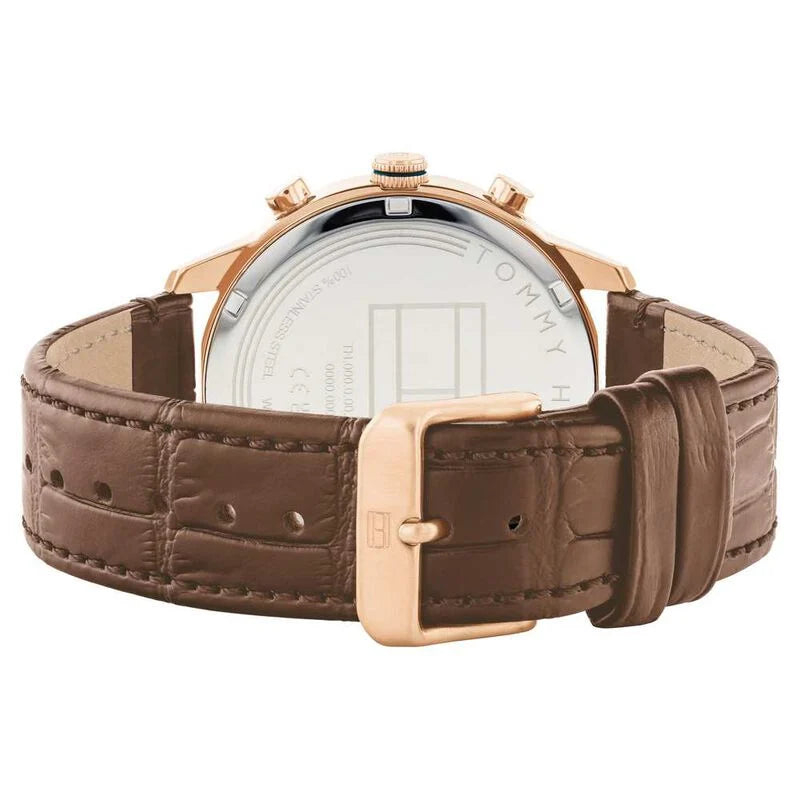 Tommy Hilfiger Blue Dial Brown Colour Leather Strap Watch for Men TH1710526 - KRISHNA WATCH COMPANY