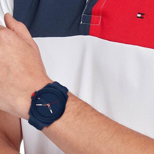 Tommy Hilfiger Quartz Analog Blue Silicone Strap for Men th1710595w - KRISHNA WATCH COMPANY