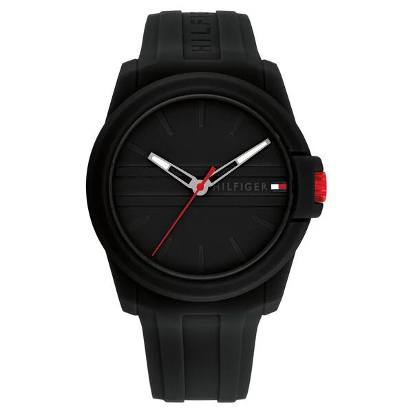Tommy Hilfiger Quartz Analog Black Silicone Strap for Men TH1710596W - KRISHNA WATCH COMPANY