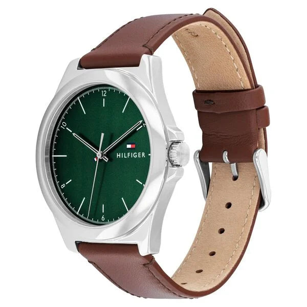 Tommy Hilfiger Quartz Analog Green Leather Strap for Men th1710602 - KRISHNA WATCH COMPANY