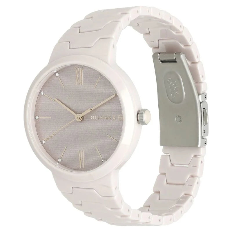 Tommy Hilfiger Quartz Analog Pink Dial Ceramic Strap Watch for Women NETH1781957 - KRISHNA WATCH COMPANY