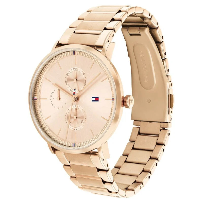 Tommy Hilfiger Quartz Multifunction Rose Gold Dial Stainless Steel Strap Watch for Women NETH1782296 - KRISHNA WATCH COMPANY