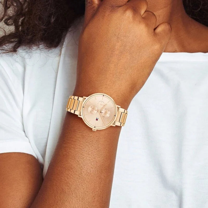 Tommy Hilfiger Quartz Multifunction Rose Gold Dial Stainless Steel Strap Watch for Women NETH1782296 - KRISHNA WATCH COMPANY