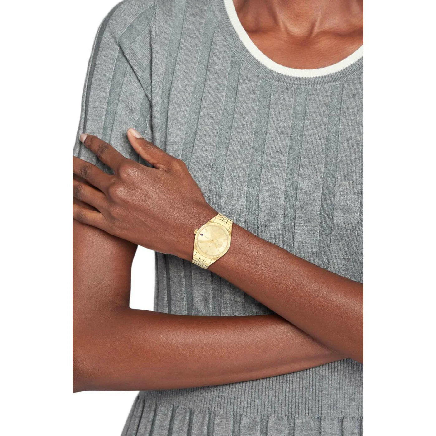 Tommy Hilfiger Quartz Analog with Date Champagne Dial Stainless Steel Strap Watch for Women th1782592 - KRISHNA WATCH COMPANY