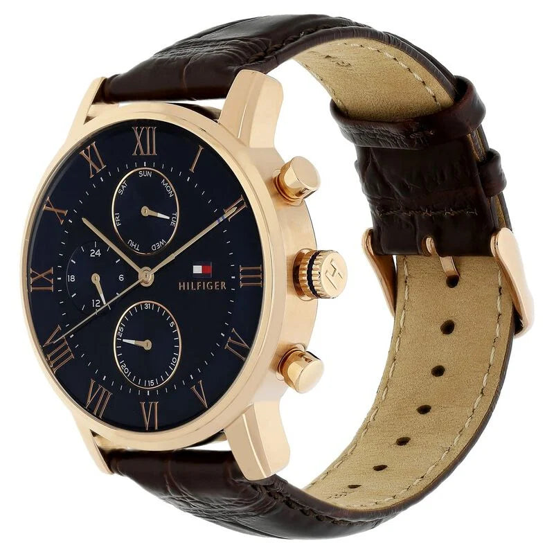 Tommy Hilfiger Quartz Multifunction Blue Dial Leather Strap Watch for Men NETH1791399 - KRISHNA WATCH COMPANY