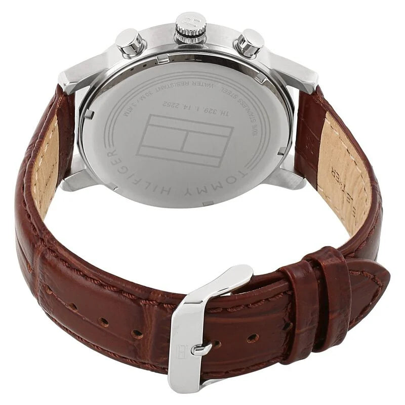 Tommy Hilfiger Quartz Multifunction Silver Dial Leather Strap Watch for Men NETH1791400 - KRISHNA WATCH COMPANY