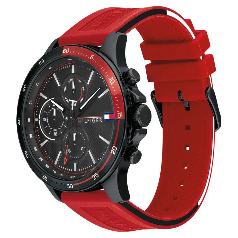 Tommy Hilfiger Quartz Multifunction Black Dial Silicone Strap Watch for Men NETH1791722 - KRISHNA WATCH COMPANY