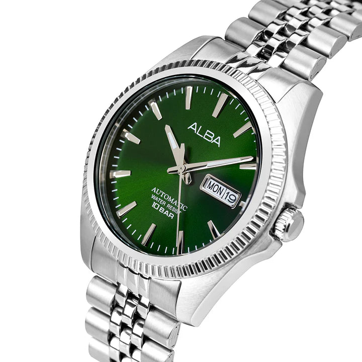 ALBA Men's Green Sunray Dial Automatic Watch AL4785X1 - KRISHNA WATCH COMPANY
