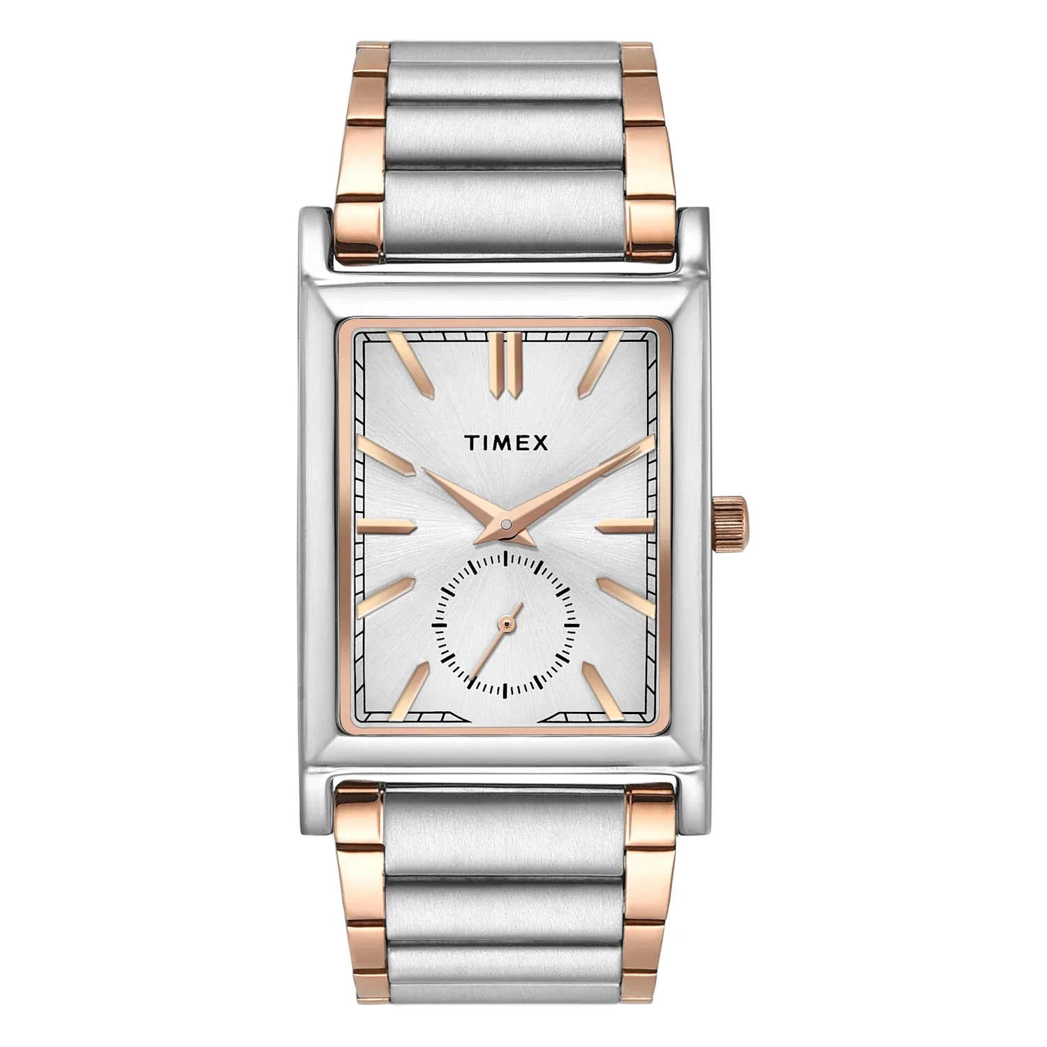 TIMEX Silver Tone Rectangle Dial Analog Men's Watch - TW000L525 - KRISHNA WATCH COMPANY