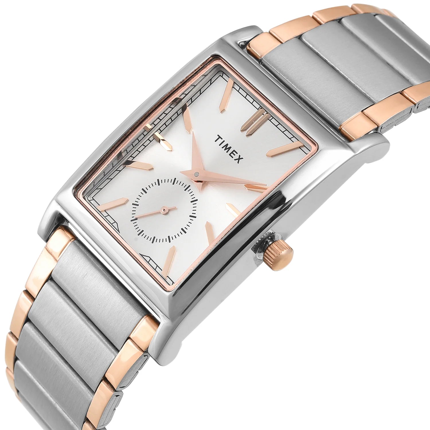 TIMEX Silver Tone Rectangle Dial Analog Men's Watch - TW000L525 - KRISHNA WATCH COMPANY