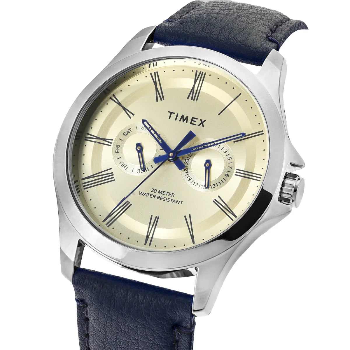 Timex Analog Beige Round Brass Dial Watch - TW000X127 - KRISHNA WATCH COMPANY