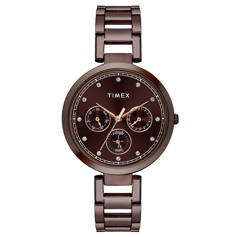 Timex Women Brown Round Dial Analog Watch - TW000X267 - KRISHNA WATCH COMPANY