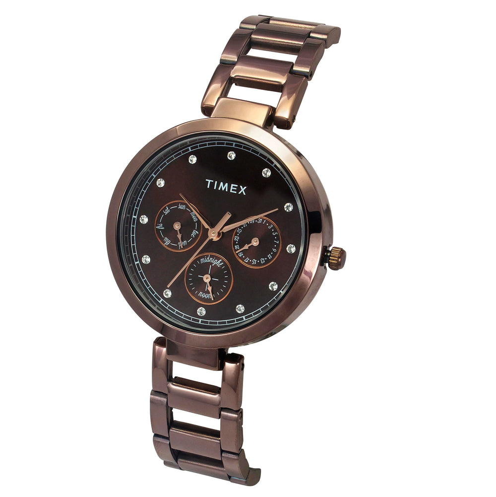 Timex Women Brown Round Dial Analog Watch - TW000X267 - KRISHNA WATCH COMPANY