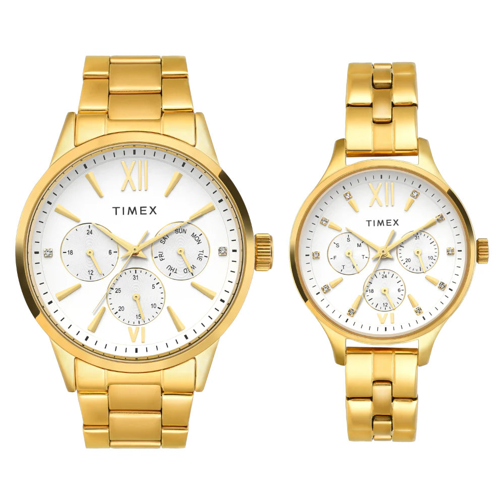 Timex Pairs Silver Round Multifunction Dial Watch- TW00PR303 - KRISHNA WATCH COMPANY