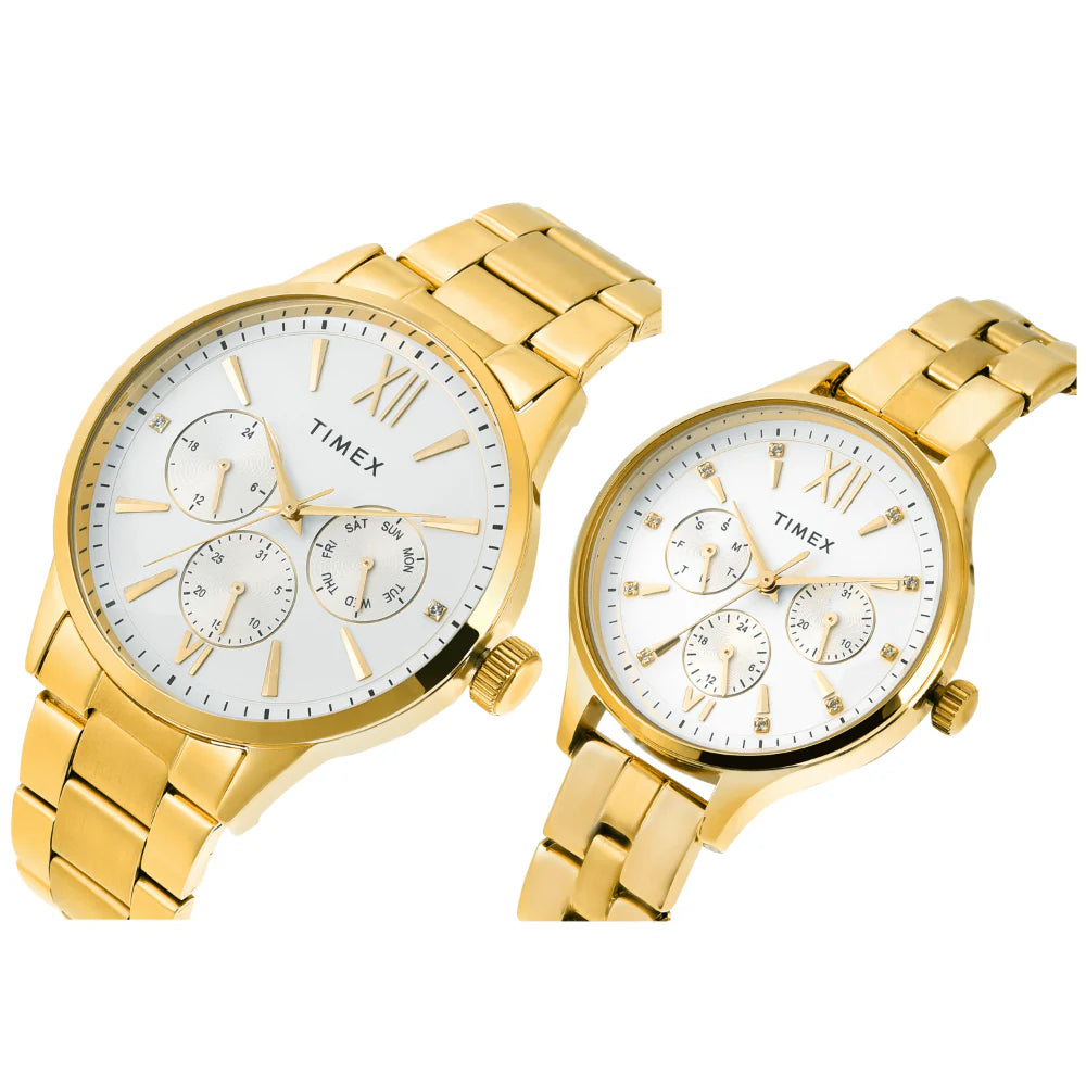 Timex Pairs Silver Round Multifunction Dial Watch- TW00PR303 - KRISHNA WATCH COMPANY