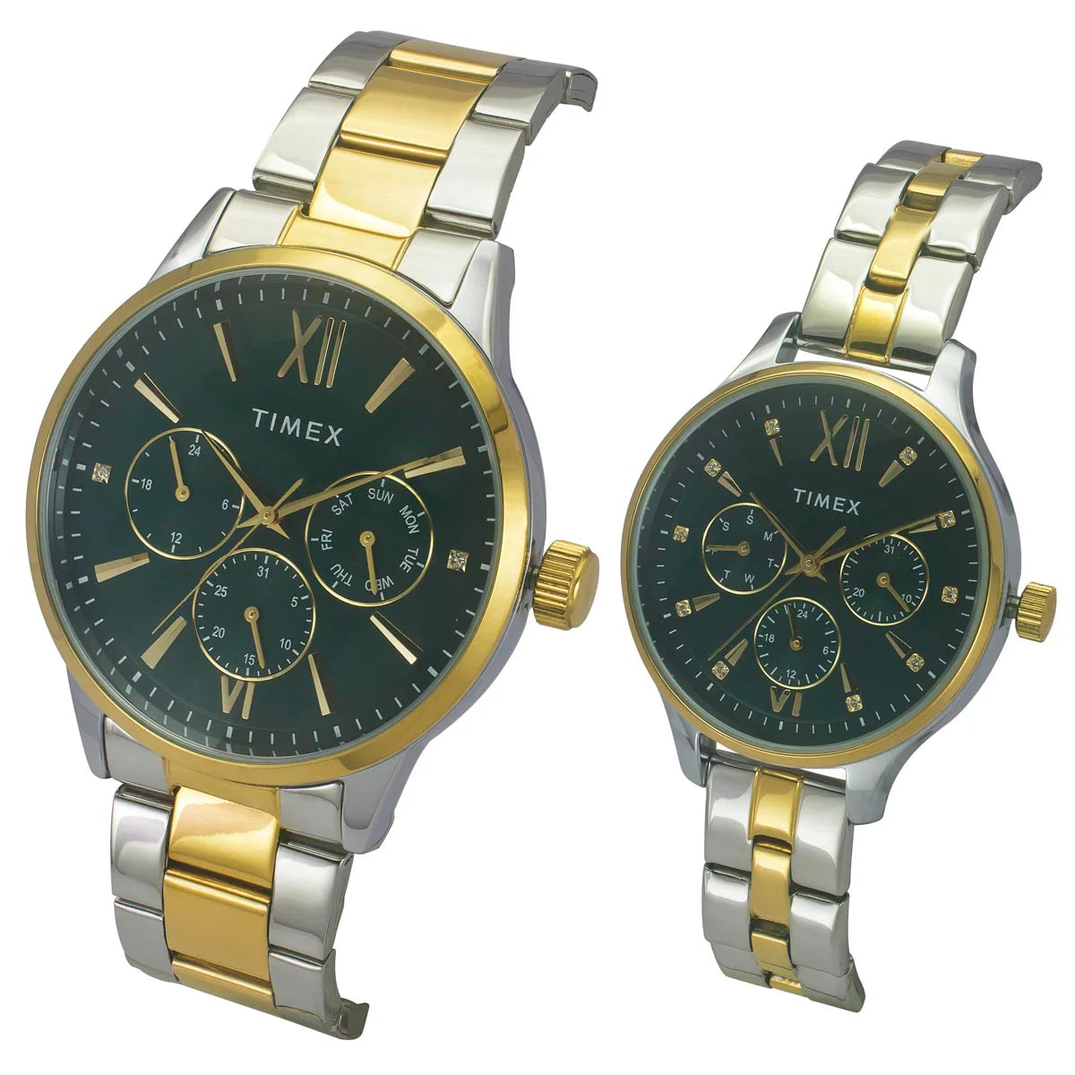 Timex Unisex Teal Round Dial Analog Pair Watches - TW00PR315 - KRISHNA WATCH COMPANY