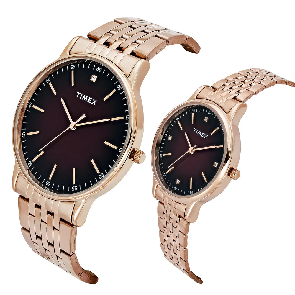 TIMEX Pairs Maroon Round Dial Analog Watch - TW00PR328 - KRISHNA WATCH COMPANY
