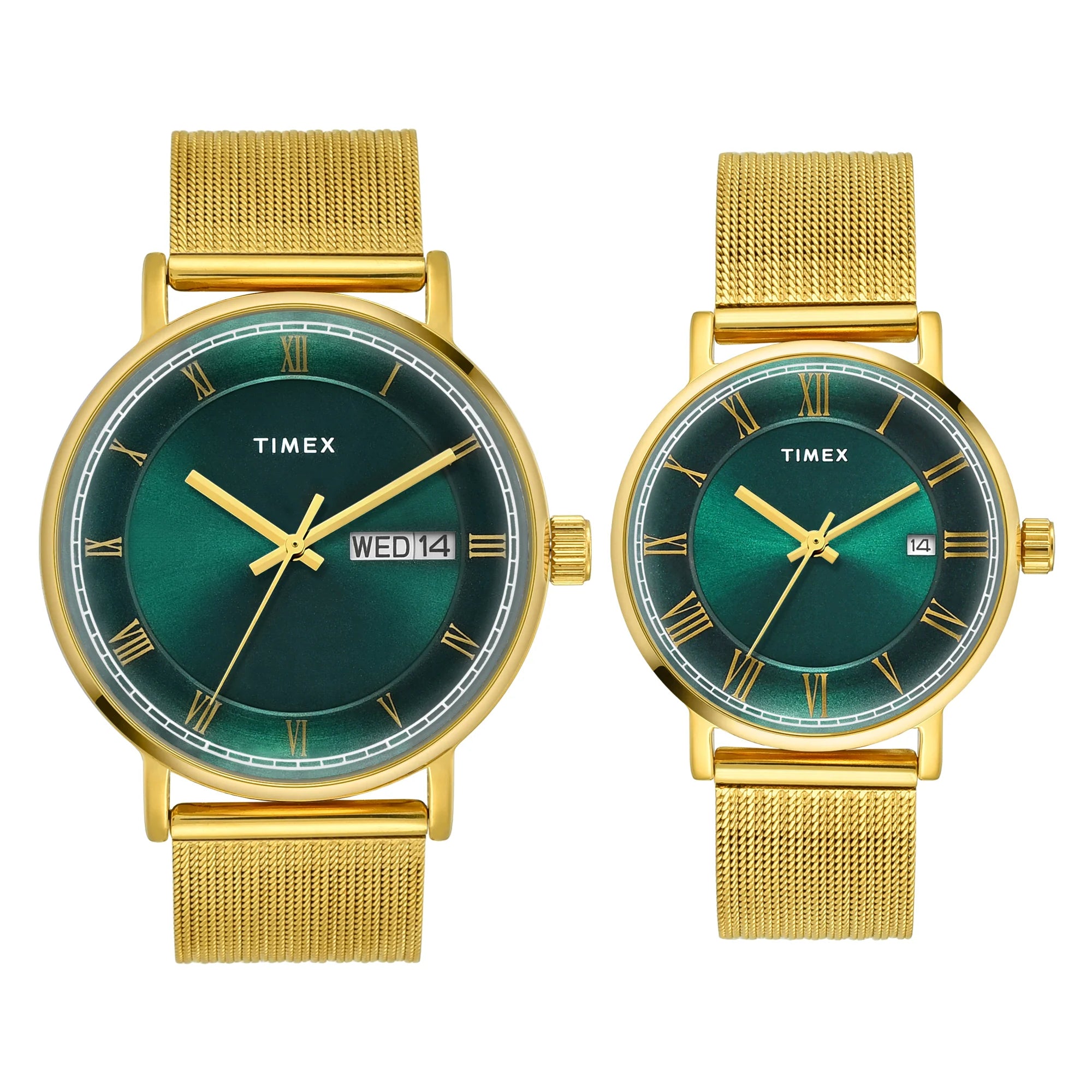 TIMEX Green Round Dial Analog Pair's Watch - TW00PR342 - KRISHNA WATCH COMPANY