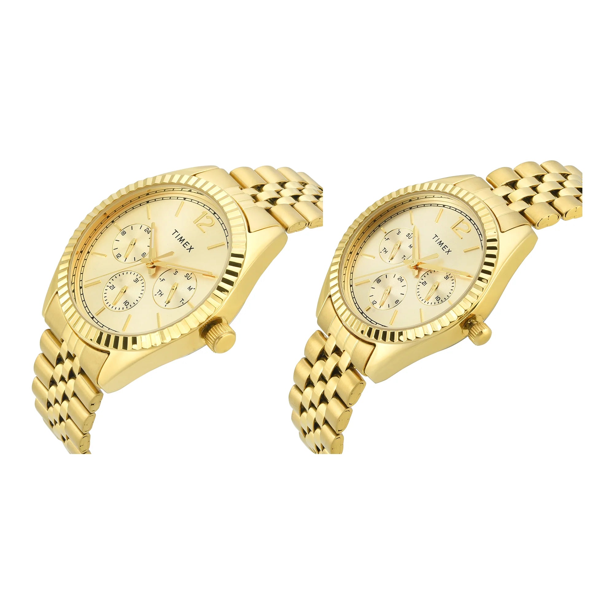 TIMEX Trendline Champagne Round Dial Analog Pair's Watch - TW00PR345 - KRISHNA WATCH COMPANY