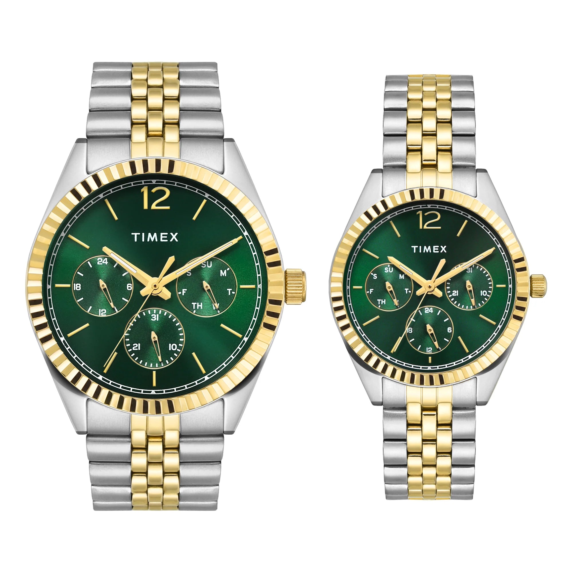 TIMEX Trendline Green Round Dial Analog Pair's Watch - TW00PR347 - KRISHNA WATCH COMPANY