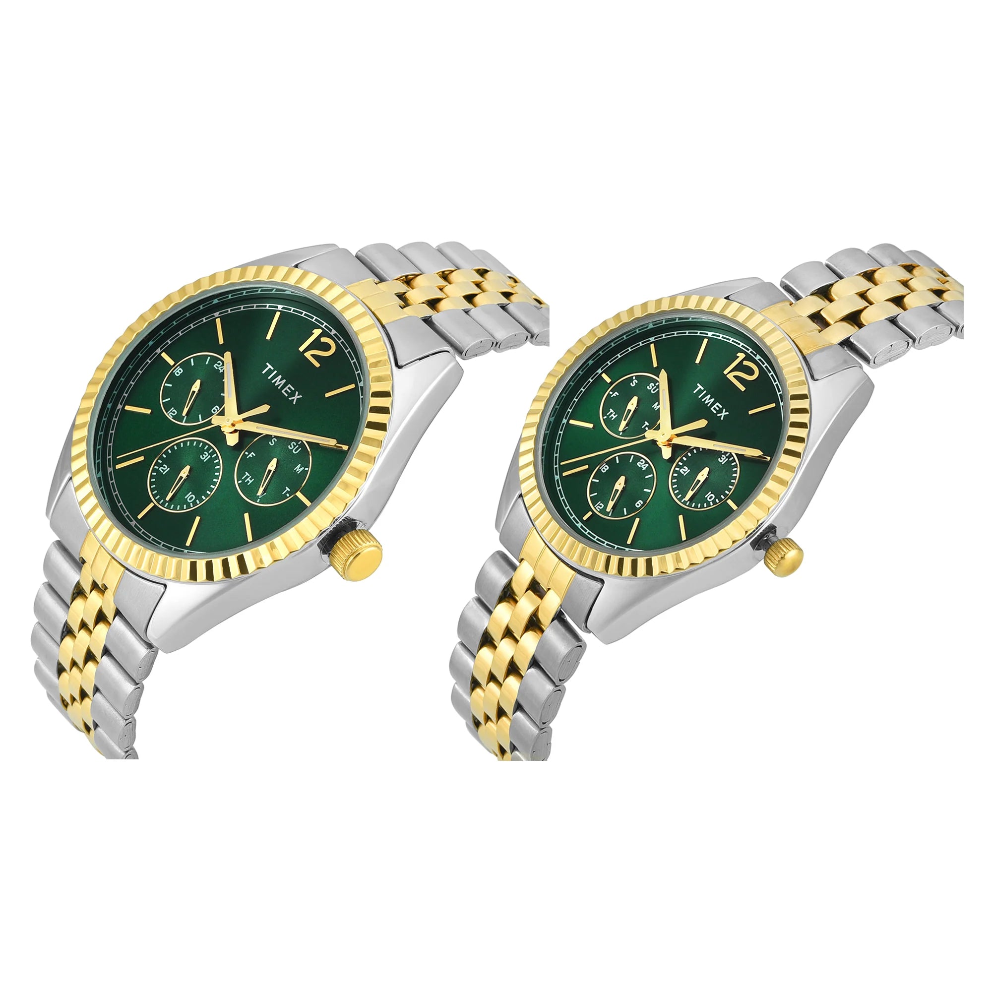 TIMEX Trendline Green Round Dial Analog Pair's Watch - TW00PR347 - KRISHNA WATCH COMPANY