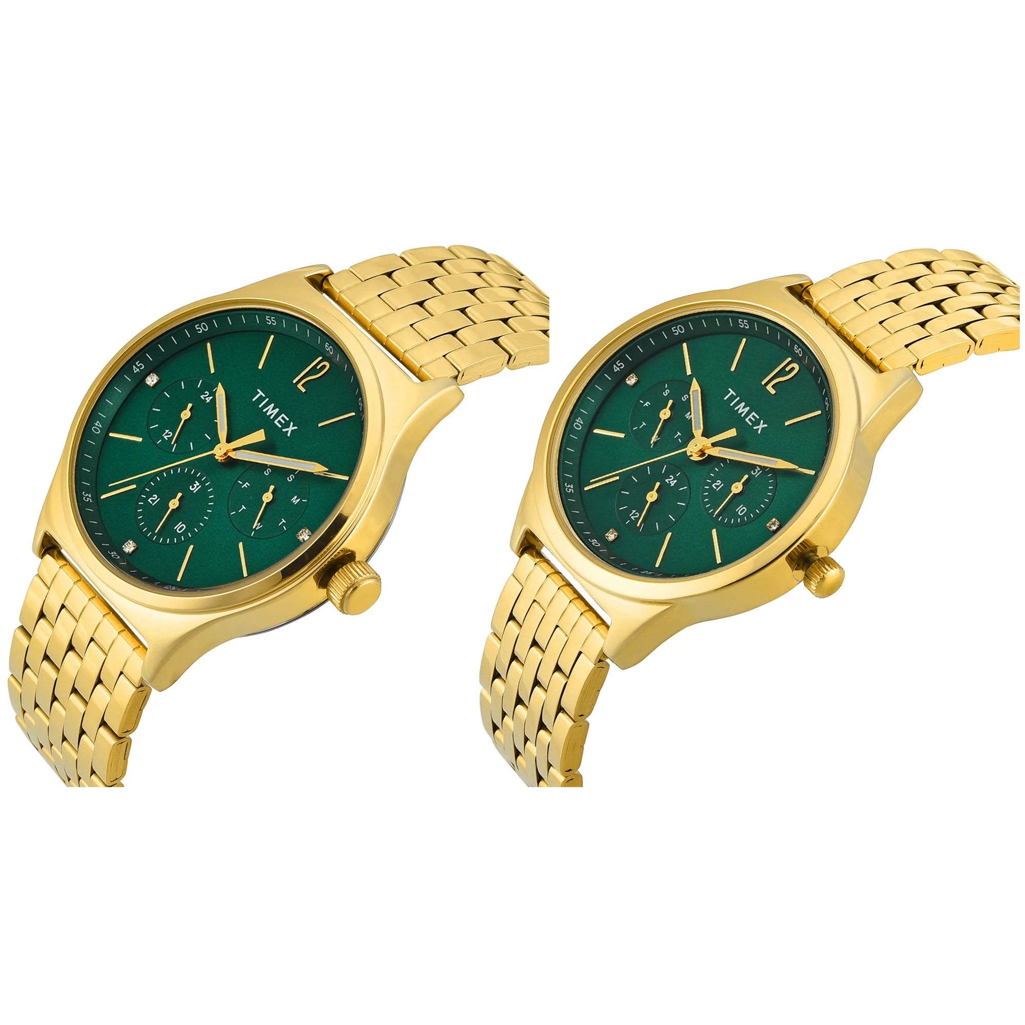 TIMEX Trendline Green Round Dial Analog Pair's Watch - TW00PR348 - KRISHNA WATCH COMPANY