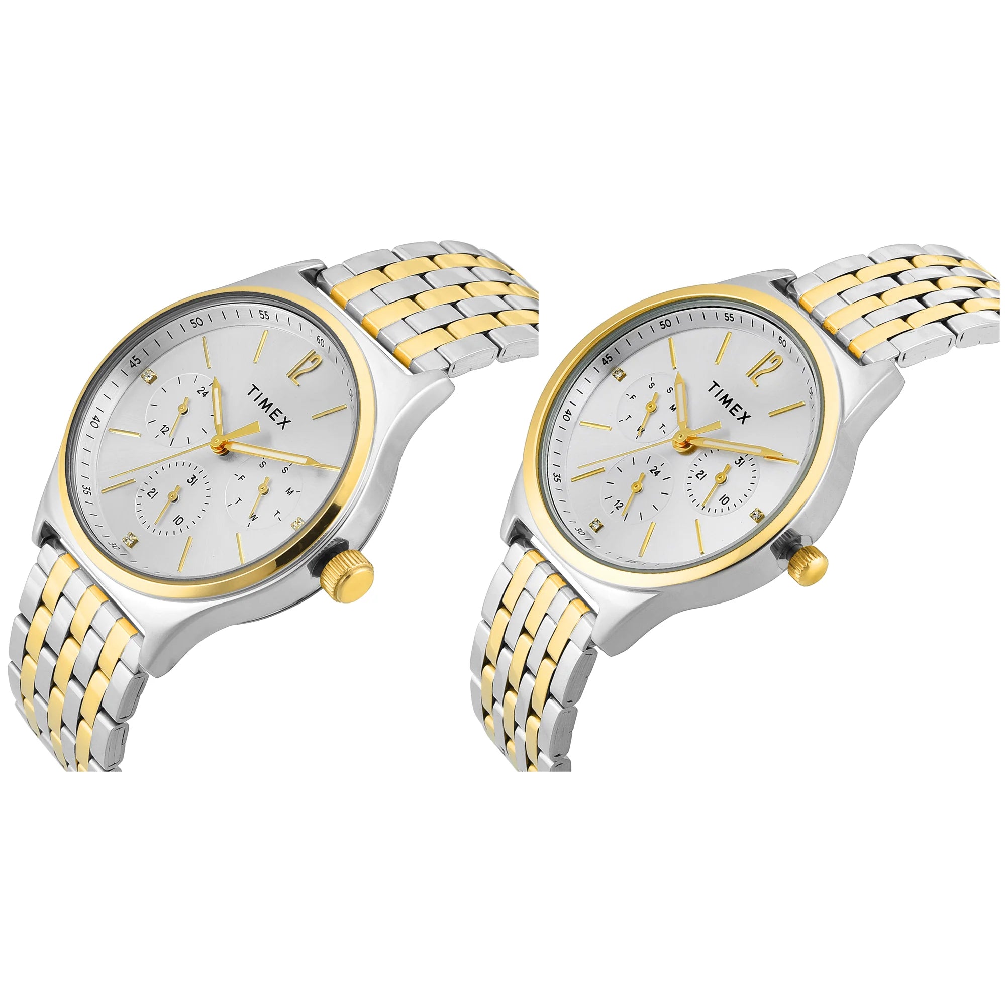 TIMEX Trendline Silver Round Dial Analog Pair's Watch - TW00PR350 - KRISHNA WATCH COMPANY