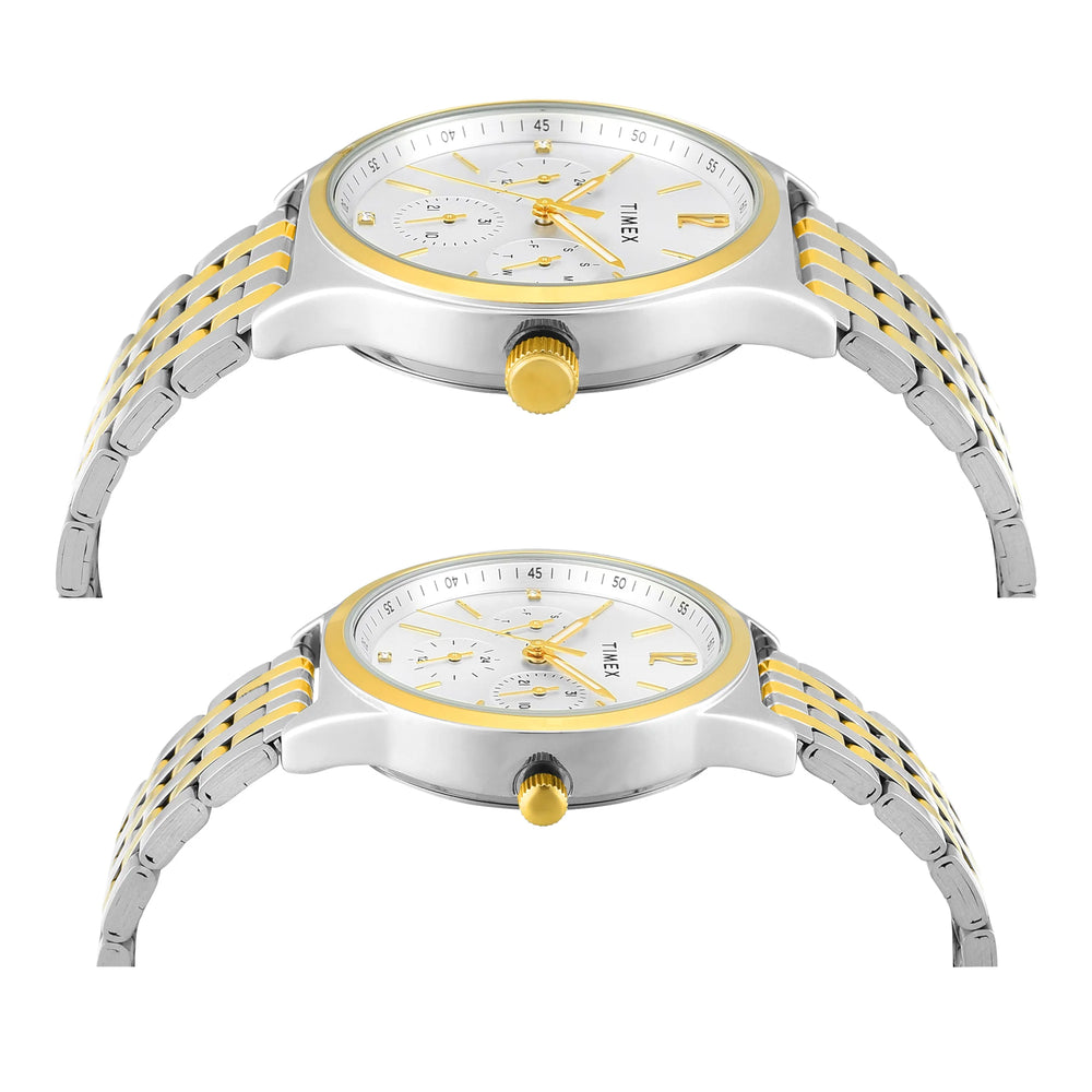 TIMEX Trendline Silver Round Dial Analog Pair's Watch - TW00PR350 - KRISHNA WATCH COMPANY