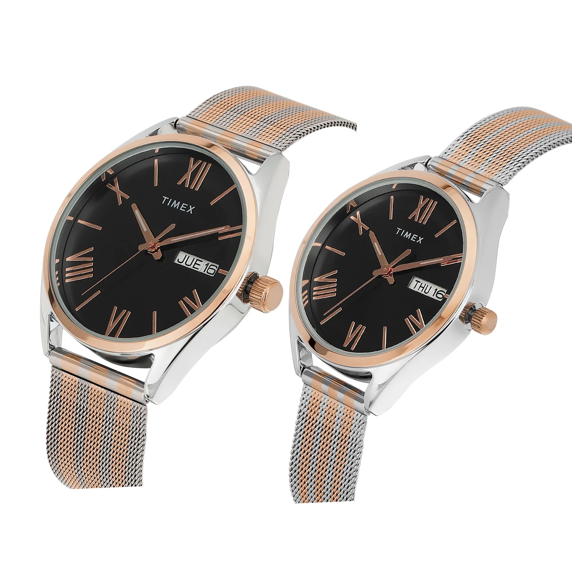TIMEX Trendline Black Round Dial Analog Pair's Watch - TW00PR351 - KRISHNA WATCH COMPANY
