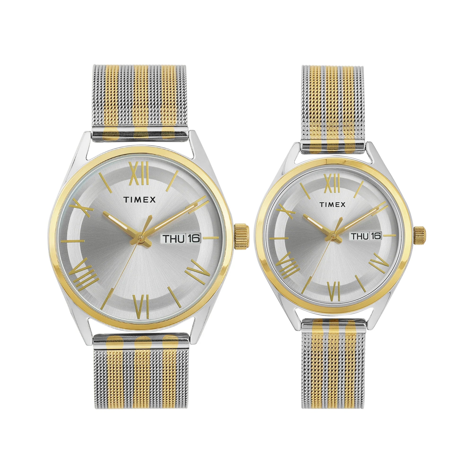 TIMEX Trendline Silver Round Dial Analog Pair's Watch - TW00PR352 - KRISHNA WATCH COMPANY
