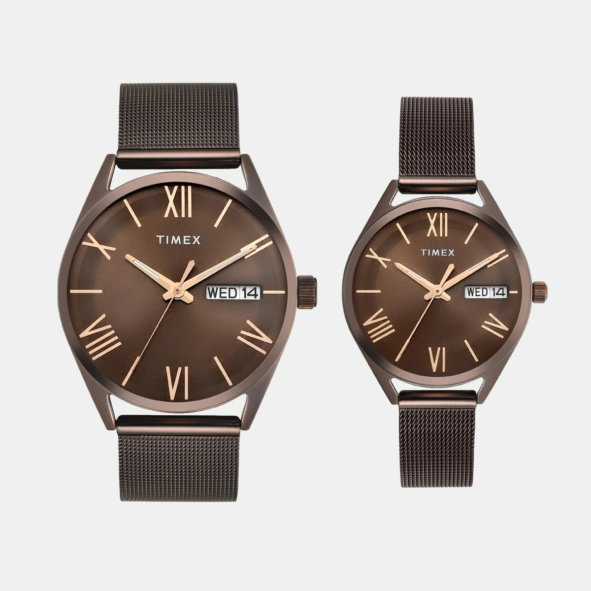 TIMEX Trendline Brown Round Dial Analog Pair's Watch - TW00PR353 - KRISHNA WATCH COMPANY